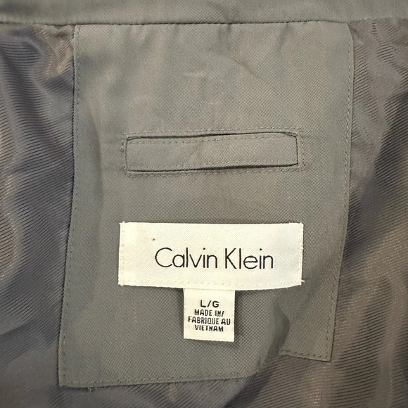 Calvin Klein Mens Outdoor Jacket Hood Full Zip Gray Smooth  Fabric SZ L Vintage - Picture 7 of 9